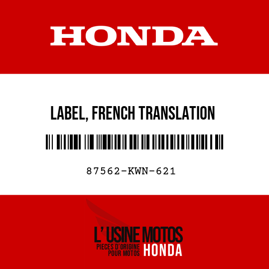 image de 87562-KWN-621 LABEL, FRENCH TRANSLATION
