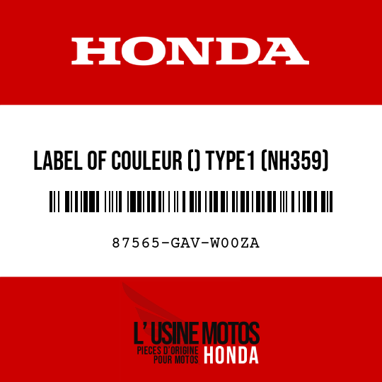 image de 87565-GAV-W00ZA LABEL OF COULEUR () TYPE1 (NH359)