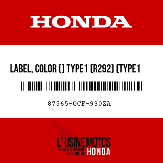 image de 87565-GCF-930ZA LABEL, COLOR () TYPE1 (R292) (TYPE1 )