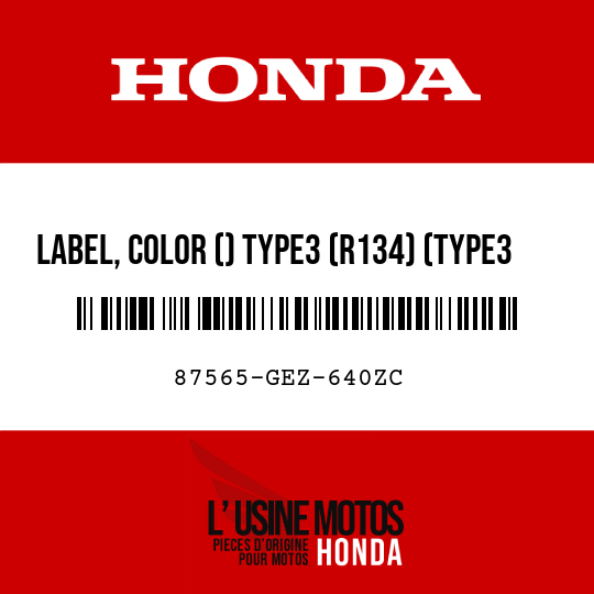 image de 87565-GEZ-640ZC LABEL, COLOR () TYPE3 (R134) (TYPE3 )