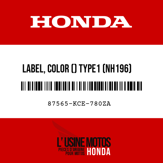 image de 87565-KCE-780ZA LABEL, COLOR () TYPE1 (NH196) (TYPE1 )