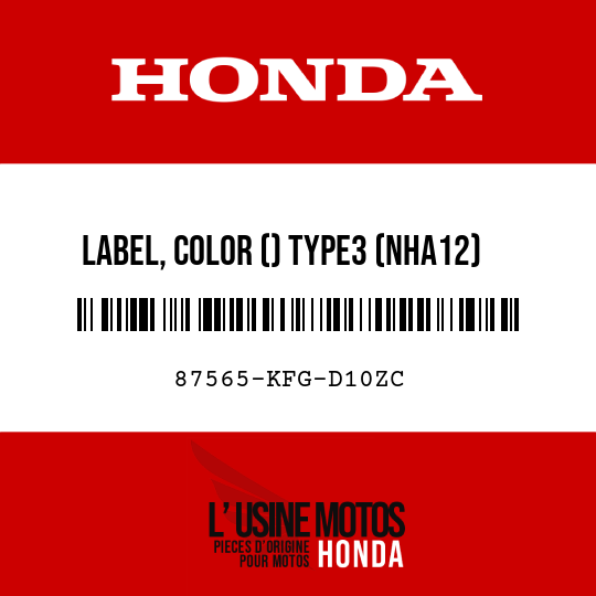 image de 87565-KFG-D10ZC LABEL, COLOR () TYPE3 (NHA12) (TYPE3 )