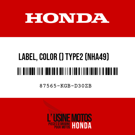 image de 87565-KGB-D30ZB LABEL, COLOR () TYPE2 (NHA49) (TYPE2 )