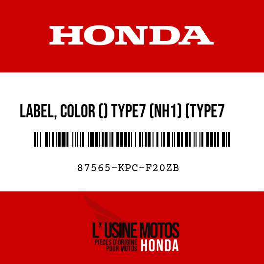 image de 87565-KPC-F20ZB LABEL, COLOR () TYPE7 (NH1) (TYPE7 )
