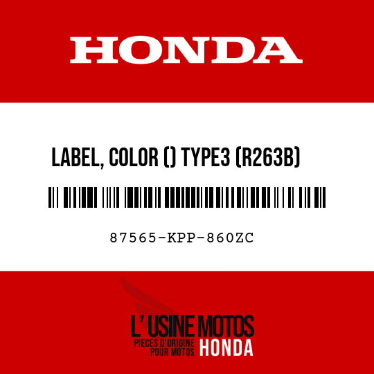 image de 87565-KPP-860ZC LABEL, COLOR () TYPE3 (R263B) (TYPE3 )