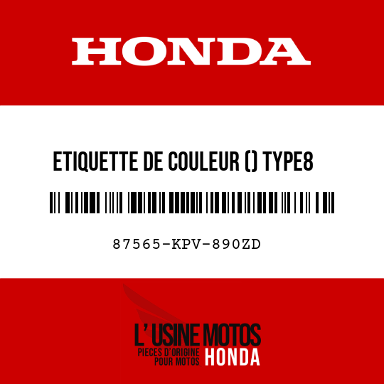 image de 87565-KPV-890ZD ETIQUETTE DE COULEUR () TYPE8 (R277)
