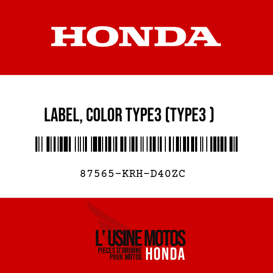 image de 87565-KRH-D40ZC LABEL, COLOR TYPE3 (TYPE3 )