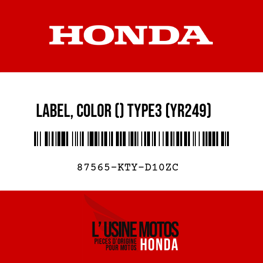 image de 87565-KTY-D10ZC LABEL, COLOR () TYPE3 (YR249) (TYPE3 )