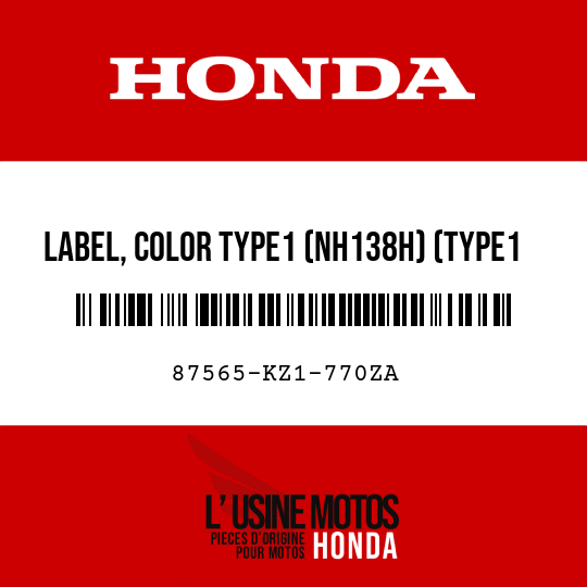 image de 87565-KZ1-770ZA LABEL, COLOR TYPE1 (NH138H) (TYPE1 )