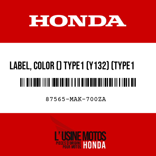 image de 87565-MAK-700ZA LABEL, COLOR () TYPE1 (Y132) (TYPE1 )