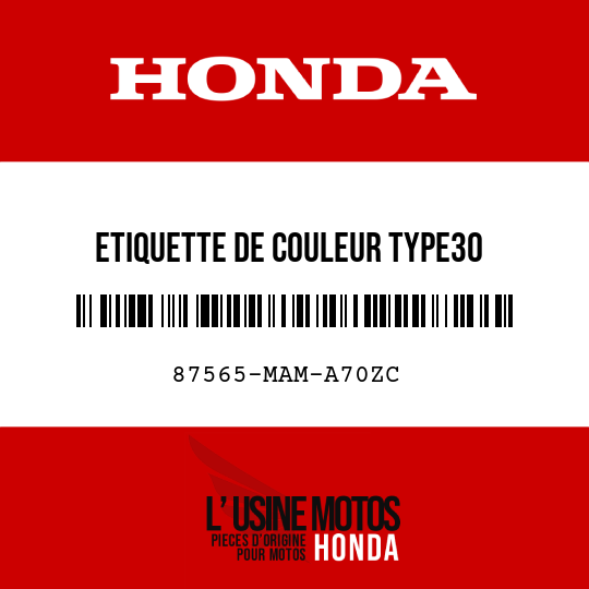 image de 87565-MAM-A70ZC ETIQUETTE DE COULEUR TYPE30 (NH326E)