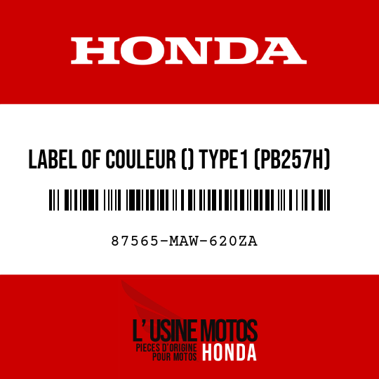 image de 87565-MAW-620ZA LABEL OF COULEUR () TYPE1 (PB257H)