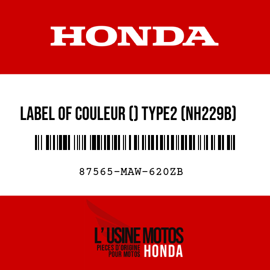 image de 87565-MAW-620ZB LABEL OF COULEUR () TYPE2 (NH229B)