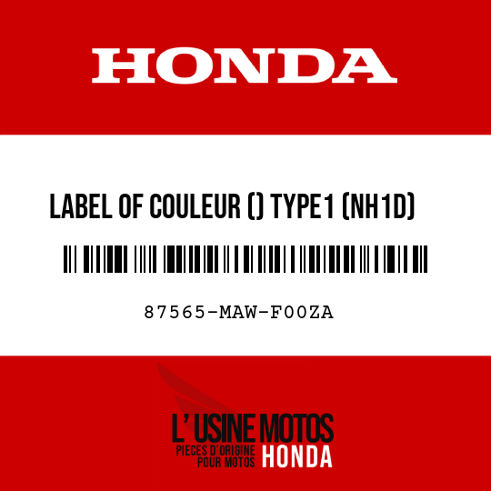 image de 87565-MAW-F00ZA LABEL OF COULEUR () TYPE1 (NH1D)