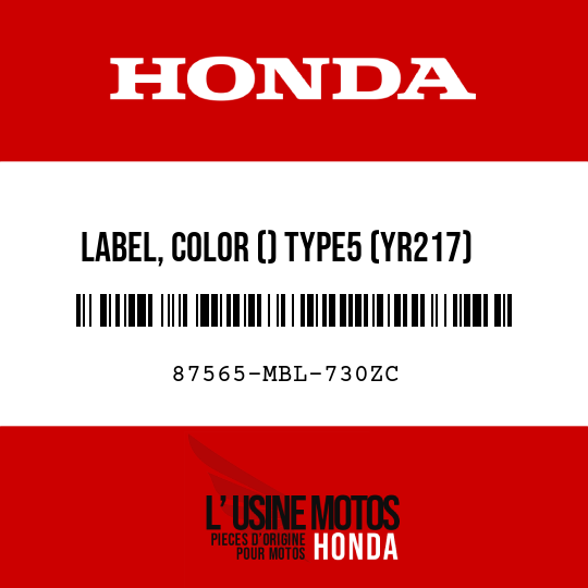 image de 87565-MBL-730ZC LABEL, COLOR () TYPE5 (YR217) (TYPE5 )