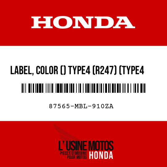 image de 87565-MBL-910ZA LABEL, COLOR () TYPE4 (R247) (TYPE4 )