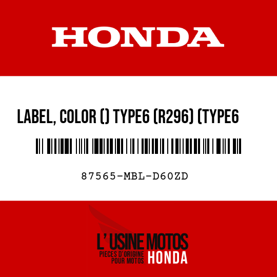 image de 87565-MBL-D60ZD LABEL, COLOR () TYPE6 (R296) (TYPE6 )
