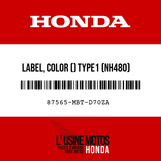 image de 87565-MBT-D70ZA LABEL, COLOR () TYPE1 (NH480) (TYPE1 )