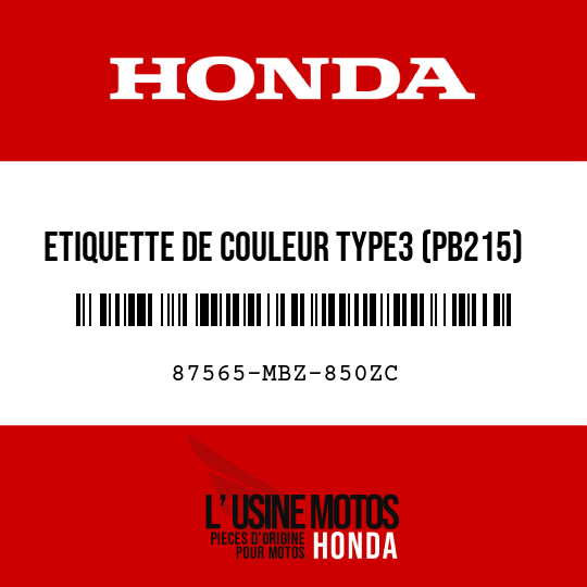 image de 87565-MBZ-850ZC ETIQUETTE DE COULEUR TYPE3 (PB215)