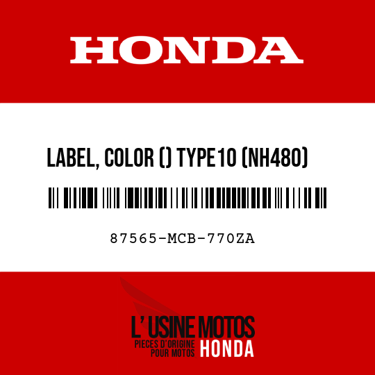 image de 87565-MCB-770ZA LABEL, COLOR () TYPE10 (NH480) (TYPE10 )