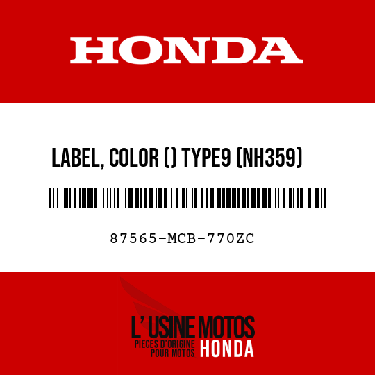 image de 87565-MCB-770ZC LABEL, COLOR () TYPE9 (NH359) (TYPE9 )