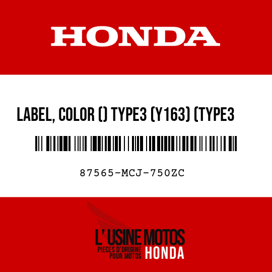 image de 87565-MCJ-750ZC LABEL, COLOR () TYPE3 (Y163) (TYPE3 )