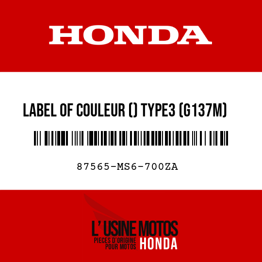 image de 87565-MS6-700ZA LABEL OF COULEUR () TYPE3 (G137M)