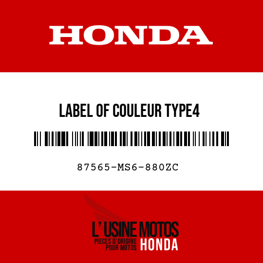 image de 87565-MS6-880ZC LABEL OF COULEUR TYPE4