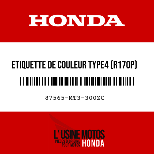 image de 87565-MT3-300ZC ETIQUETTE DE COULEUR TYPE4 (R170P)