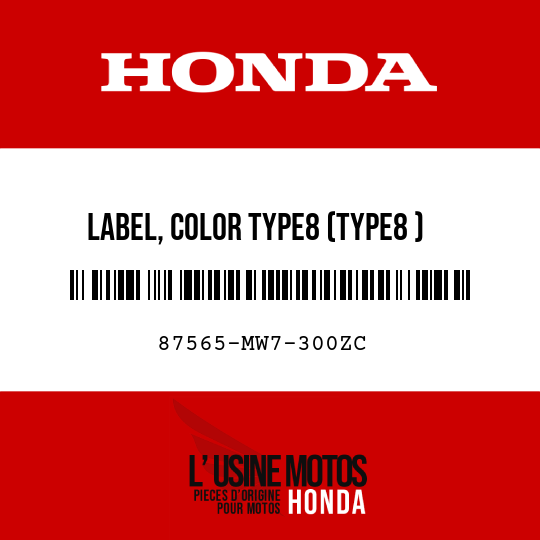 image de 87565-MW7-300ZC LABEL, COLOR TYPE8 (TYPE8 )