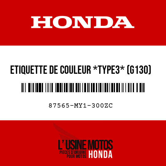 image de 87565-MY1-300ZC ETIQUETTE DE COULEUR *TYPE3* (G130)