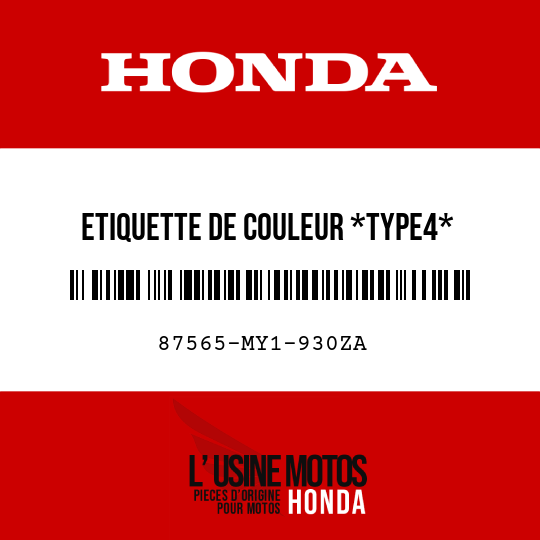 image de 87565-MY1-930ZA ETIQUETTE DE COULEUR *TYPE4* (NH138H)