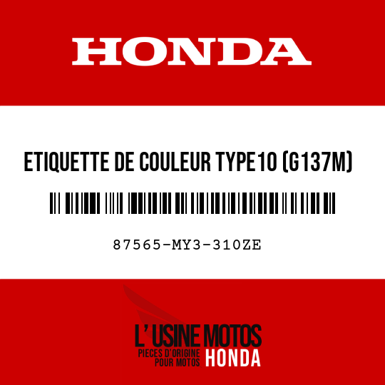 image de 87565-MY3-310ZE ETIQUETTE DE COULEUR TYPE10 (G137M)