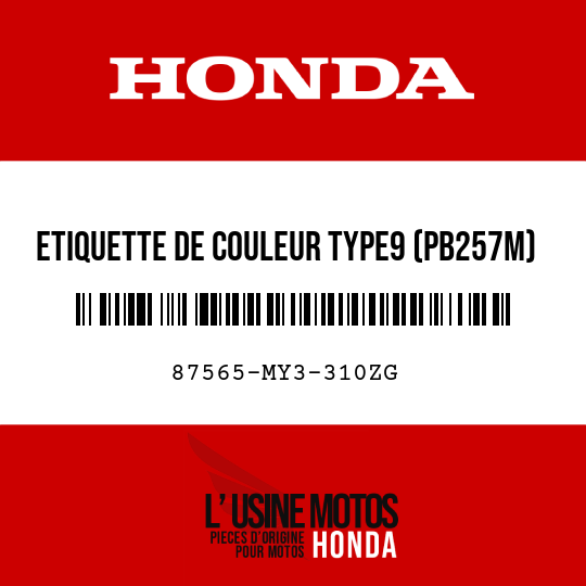 image de 87565-MY3-310ZG ETIQUETTE DE COULEUR TYPE9 (PB257M)