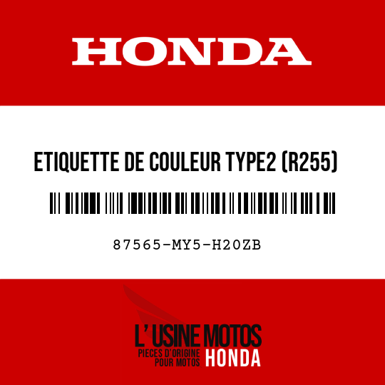 image de 87565-MY5-H20ZB ETIQUETTE DE COULEUR TYPE2 (R255)