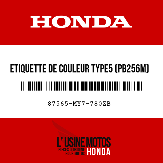 image de 87565-MY7-780ZB ETIQUETTE DE COULEUR TYPE5 (PB256M)