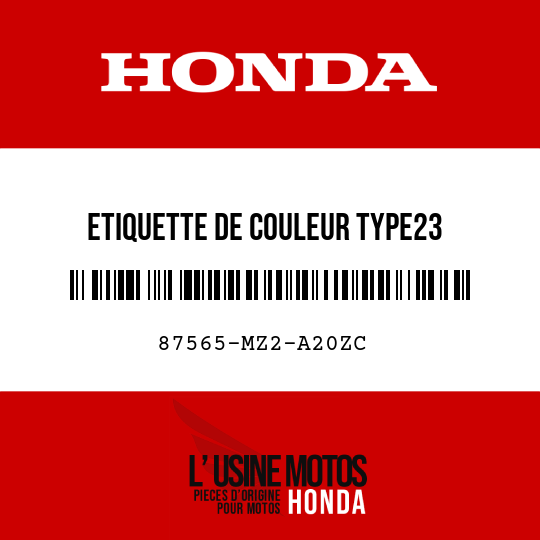 image de 87565-MZ2-A20ZC ETIQUETTE DE COULEUR TYPE23