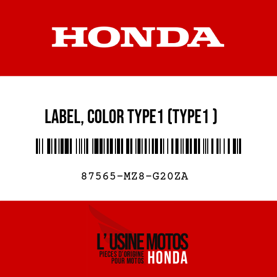 image de 87565-MZ8-G20ZA LABEL, COLOR TYPE1 (TYPE1 )