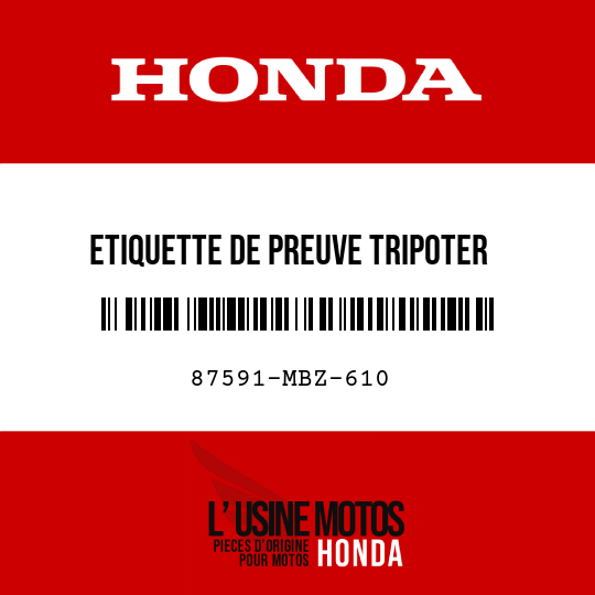 image de 87591-MBZ-610 ETIQUETTE DE PREUVE TRIPOTER