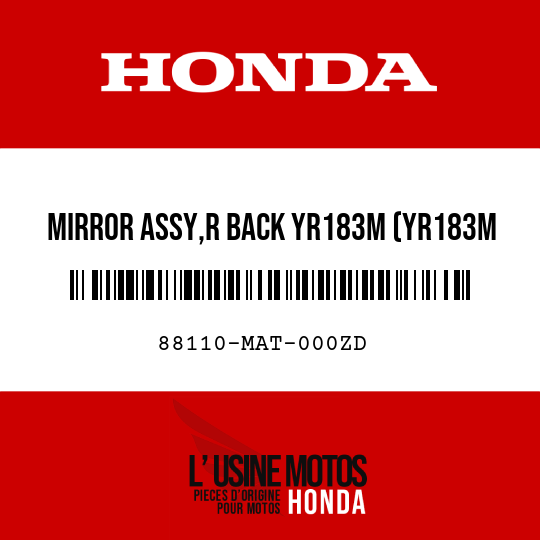 image de 88110-MAT-000ZD MIRROR ASSY,R BACK YR183M (YR183M TITANIUM METALLIC)
