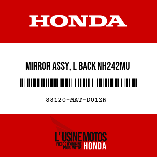 image de 88120-MAT-D01ZN MIRROR ASSY, L BACK NH242MU (NH242MU REDDISH GRAY METALLIC-U)