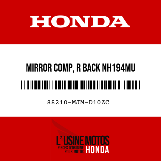 image de 88210-MJM-D10ZC MIRROR COMP, R BACK NH194MU (NH194MU HEAVY GRAY METALLIC-U)
