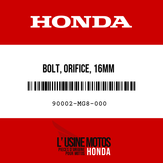 image de 90002-MG8-000 BOLT, ORIFICE, 16MM