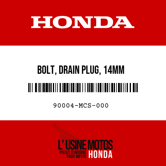 image de 90004-MCS-000 BOLT, DRAIN PLUG, 14MM