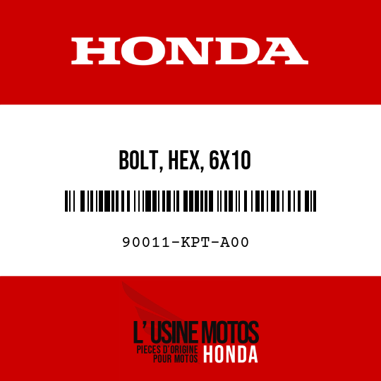 image de 90011-KPT-A00 BOLT, HEX, 6X10