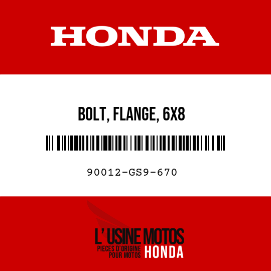image de 90012-GS9-670 BOLT, FLANGE, 6X8