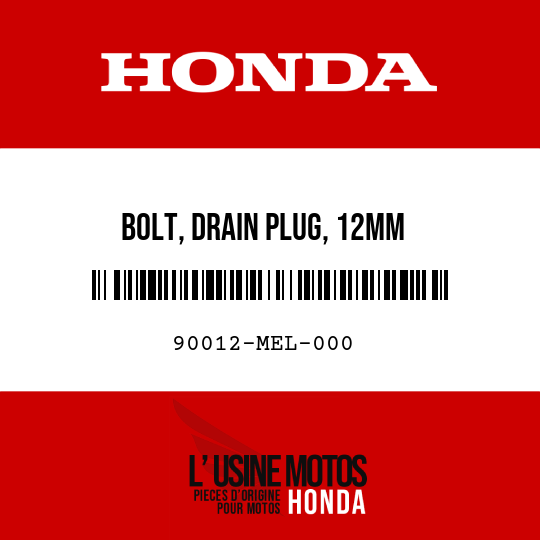 image de 90012-MEL-000 BOLT, DRAIN PLUG, 12MM