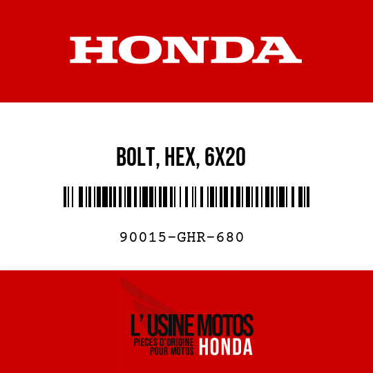 image de 90015-GHR-680 BOLT, HEX, 6X20
