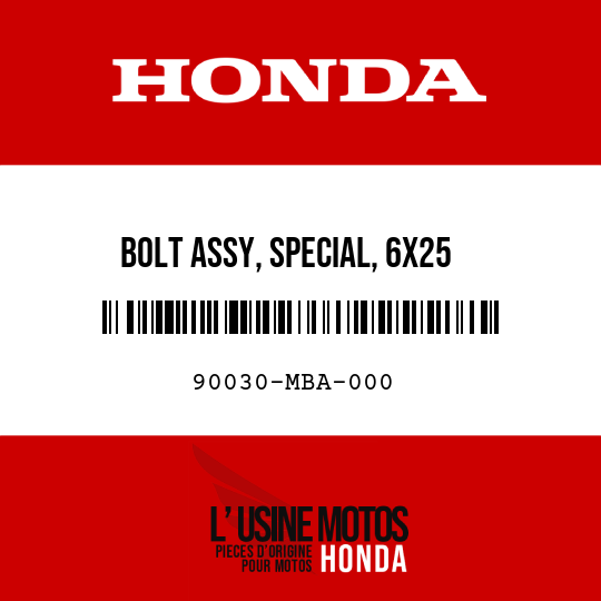 image de 90030-MBA-000 BOLT ASSY, SPECIAL, 6X25