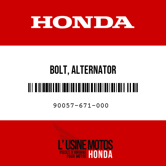 image de 90057-671-000 BOLT, ALTERNATOR